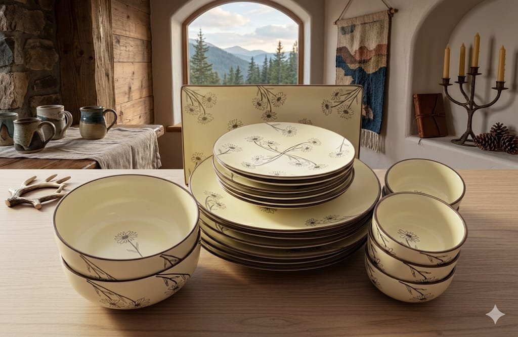 Daisy slate dinner set 21 pcs